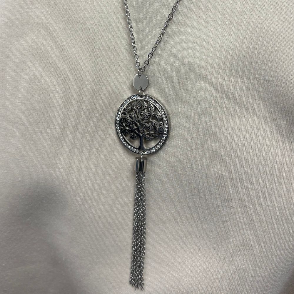 Collar Moderno Arbol de la Vida Acero Quirúrgico 30cm