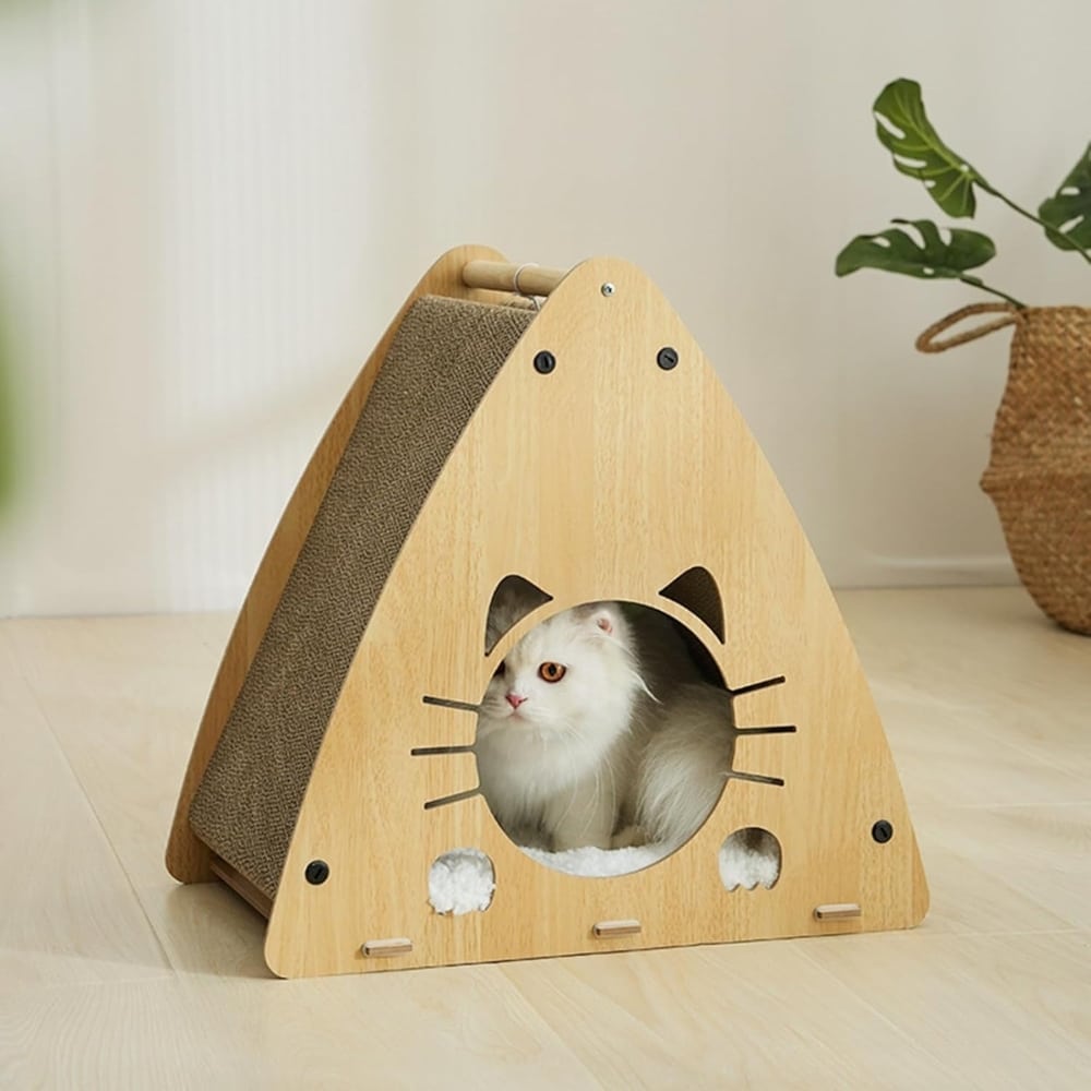 Cama para gatos tipo carpa con rascador