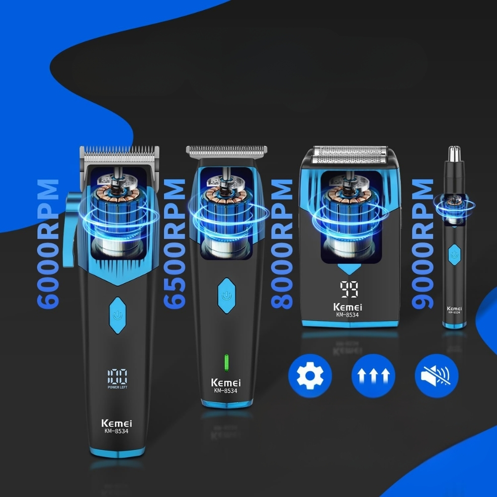 rpm Kit Barbero Profesional Kemei 4 En 1