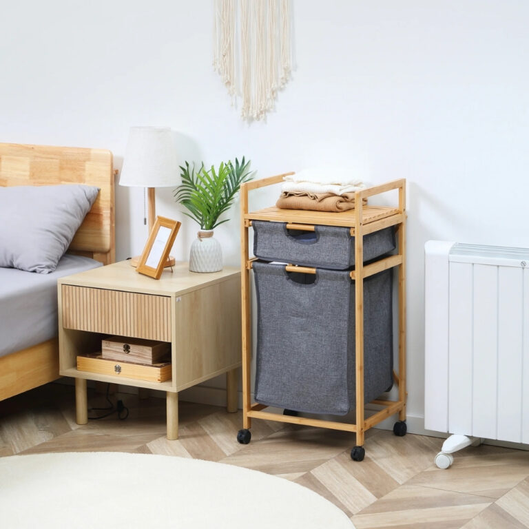 Cesto Para Ropa En Bambu Con Cajon