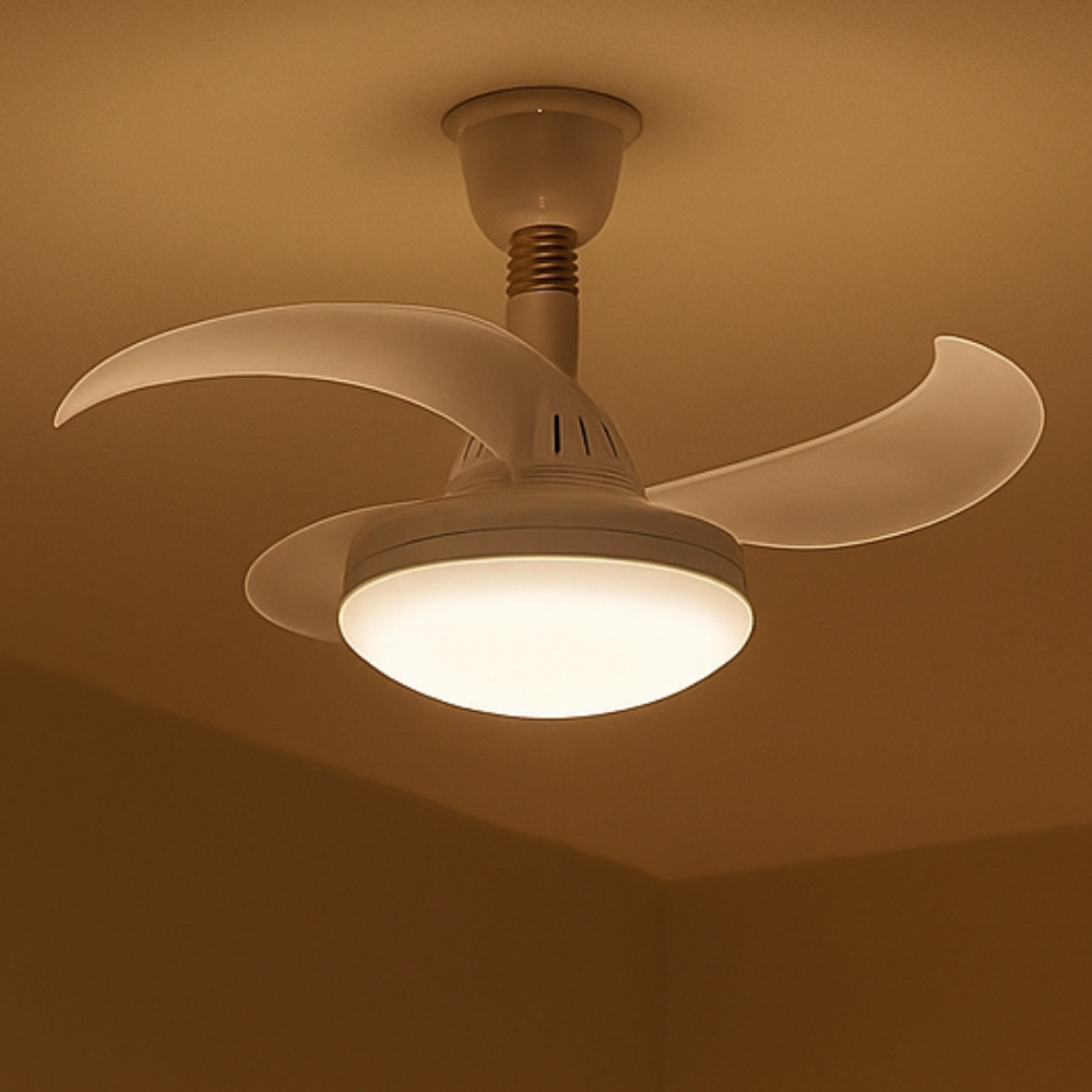 Luz LED con Ventilador Retractil 30 W 16 pulgadas  Control Remoto, 3 Tonos de Luz y Timer Apta Portalámparas E27