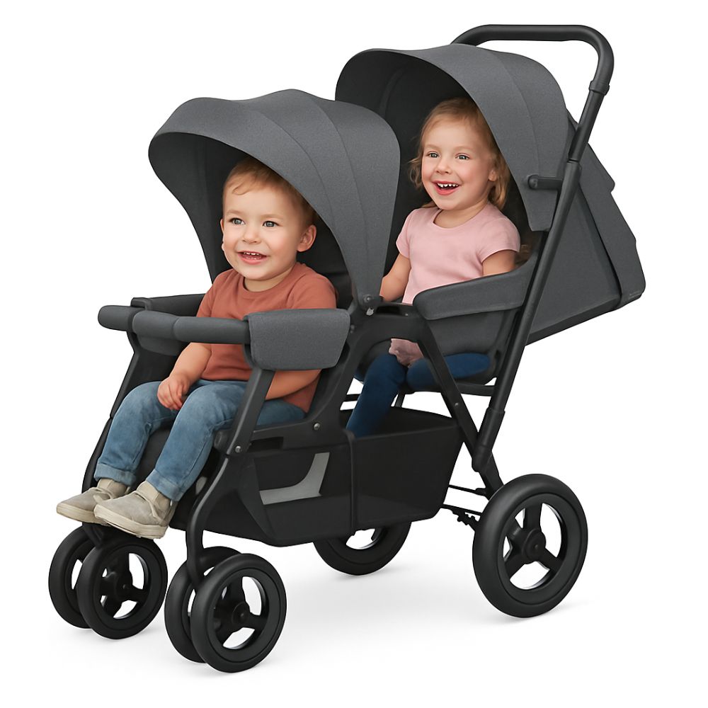 Coche Doble Para Gemelos Mellizos 2 Niños Resistente Y Práctico